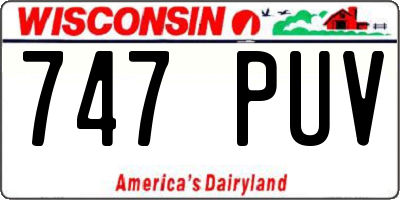 WI license plate 747PUV
