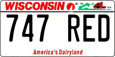 WI license plate 747RED