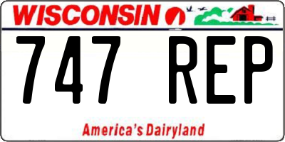 WI license plate 747REP
