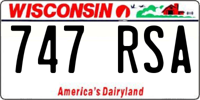 WI license plate 747RSA