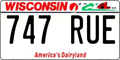 WI license plate 747RUE