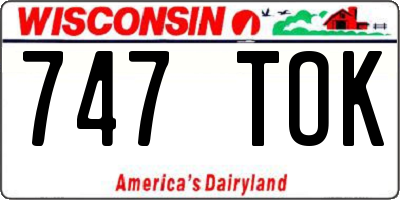 WI license plate 747TOK