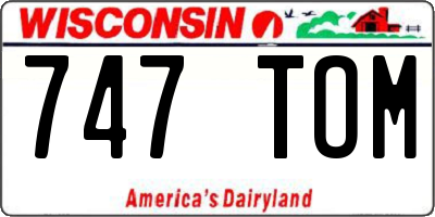 WI license plate 747TOM