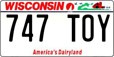 WI license plate 747TOY