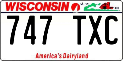 WI license plate 747TXC