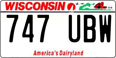 WI license plate 747UBW