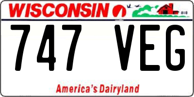 WI license plate 747VEG