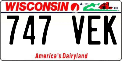 WI license plate 747VEK