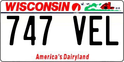 WI license plate 747VEL