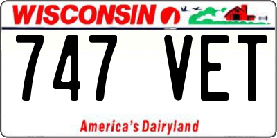 WI license plate 747VET