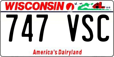 WI license plate 747VSC