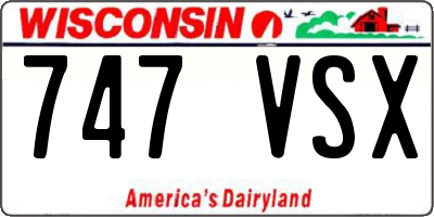 WI license plate 747VSX