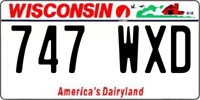 WI license plate 747WXD