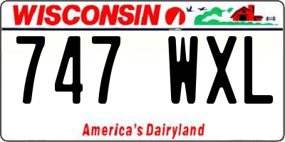 WI license plate 747WXL