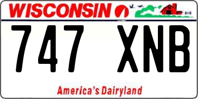 WI license plate 747XNB