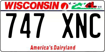 WI license plate 747XNC