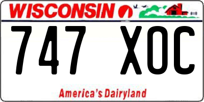 WI license plate 747XOC