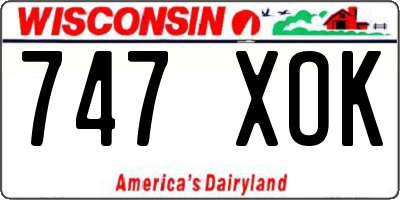 WI license plate 747XOK