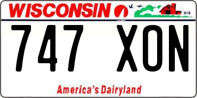 WI license plate 747XON