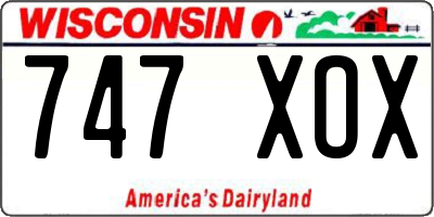 WI license plate 747XOX