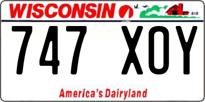 WI license plate 747XOY