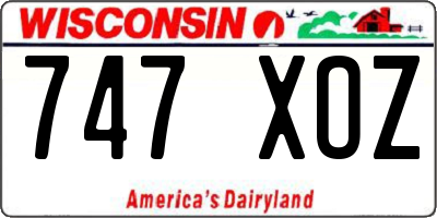 WI license plate 747XOZ