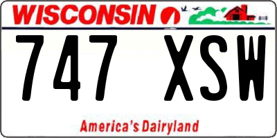 WI license plate 747XSW