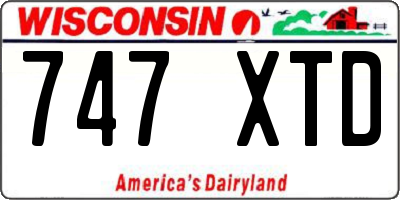 WI license plate 747XTD