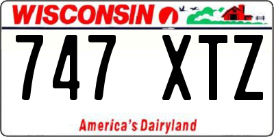 WI license plate 747XTZ