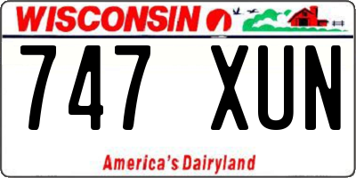WI license plate 747XUN