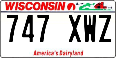 WI license plate 747XWZ