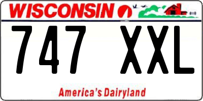 WI license plate 747XXL