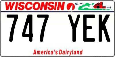 WI license plate 747YEK