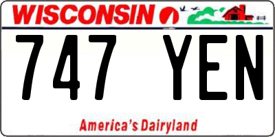 WI license plate 747YEN