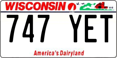 WI license plate 747YET