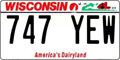 WI license plate 747YEW