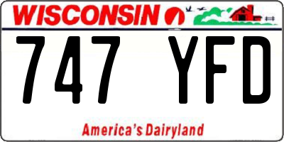 WI license plate 747YFD