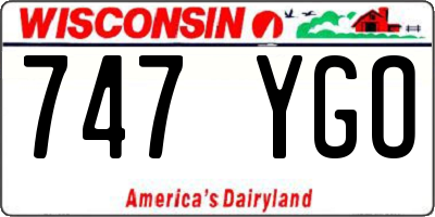 WI license plate 747YGO