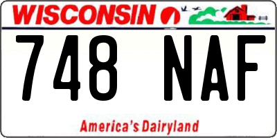 WI license plate 748NAF