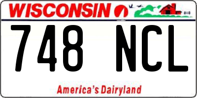 WI license plate 748NCL