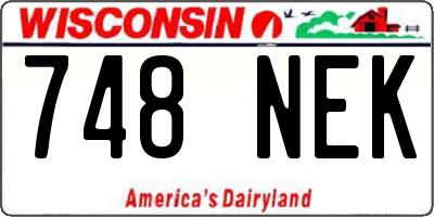 WI license plate 748NEK