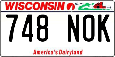WI license plate 748NOK