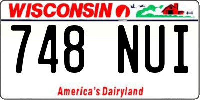 WI license plate 748NUI
