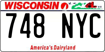 WI license plate 748NYC