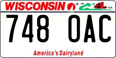 WI license plate 748OAC