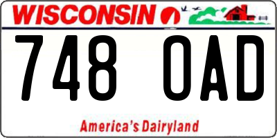 WI license plate 748OAD
