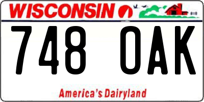 WI license plate 748OAK
