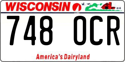 WI license plate 748OCR