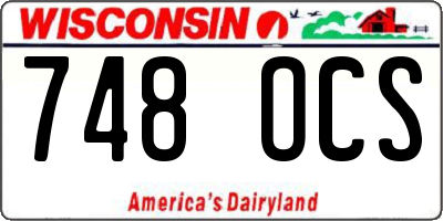 WI license plate 748OCS
