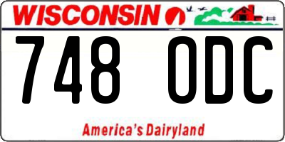 WI license plate 748ODC